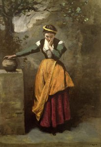 Soñador en la fuente, c.1860 de Jean Baptiste Camille Corot
